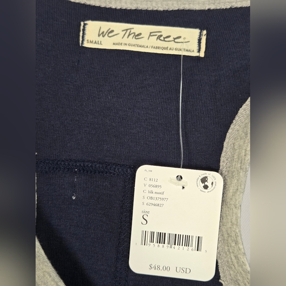 NWT Free People We The Free Racerback Blue Cotton Tank Top Women's S  $48 - Picture 5 of 7